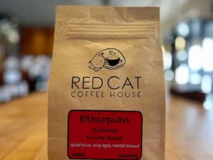 Photo of a bag of Ethiopian Swiss Water Decaf coffee